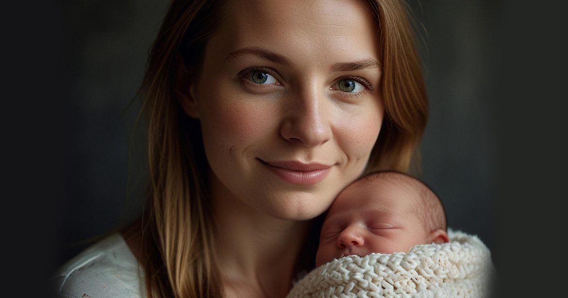 happy mother with baby