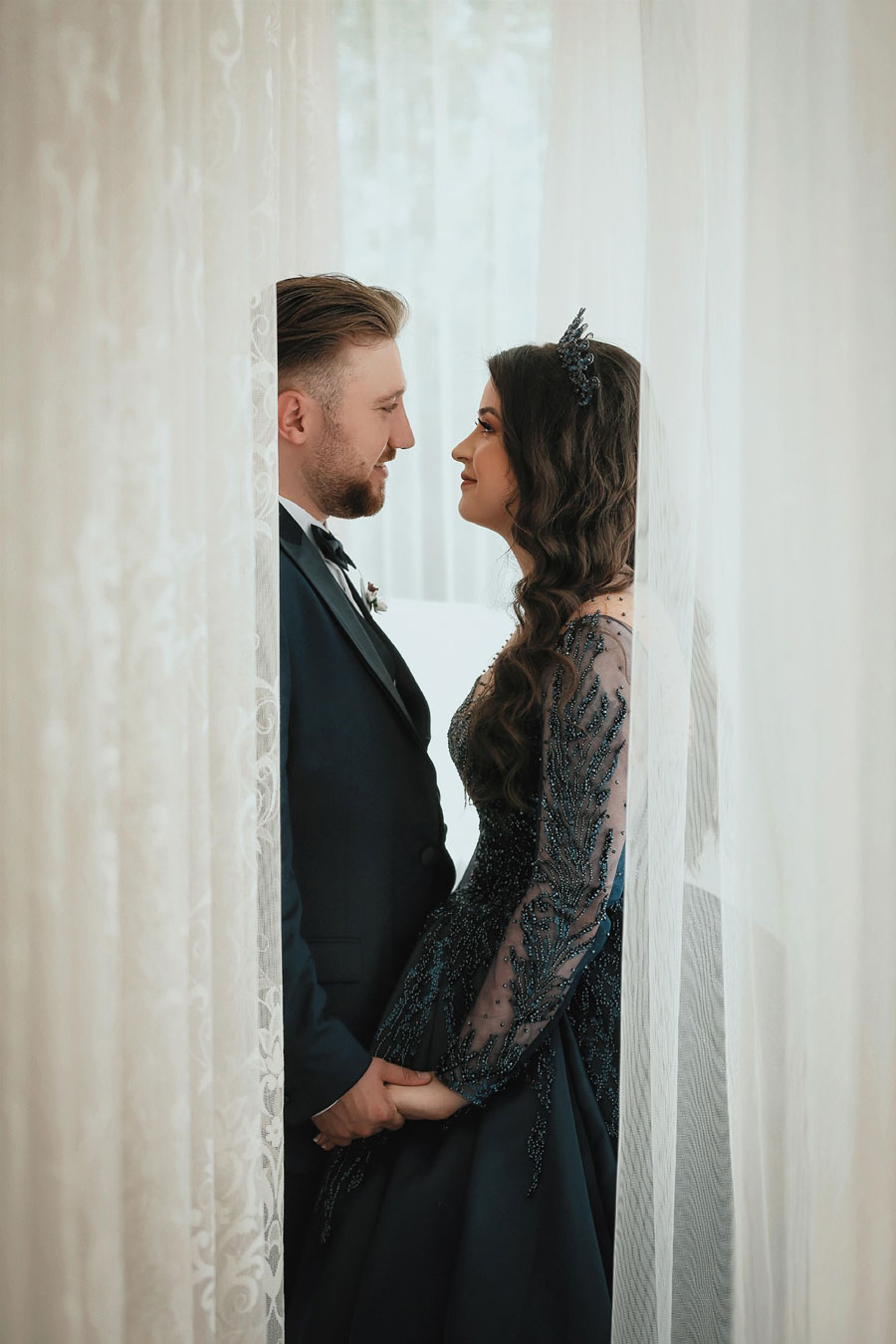 Love couple in window